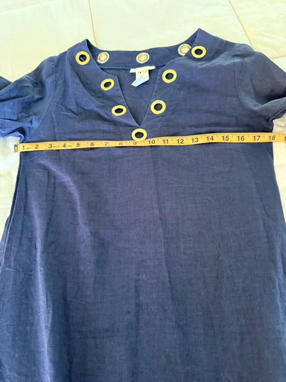 Michael Kors swim cover up tunic v neck gold tone logo grommet preppy chic sm EC